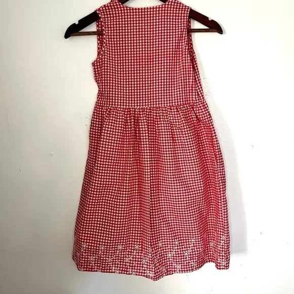Vintage Gap Girls M Wrap Dress Res Gingham Check Plaid Lattice Eyelet Detail